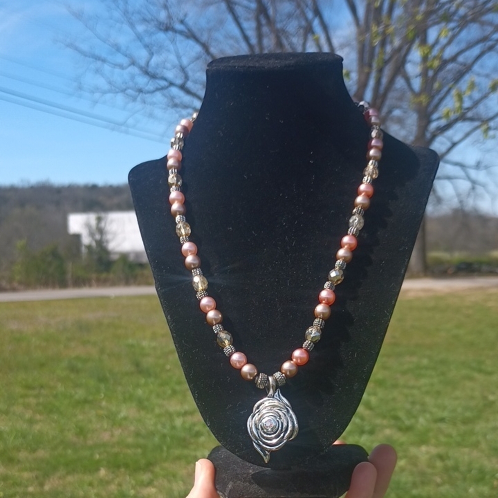 Vintage Rose Pendant Necklace